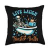 Live Laugh Toaster Bath Skeleton Design Throw Pillow
