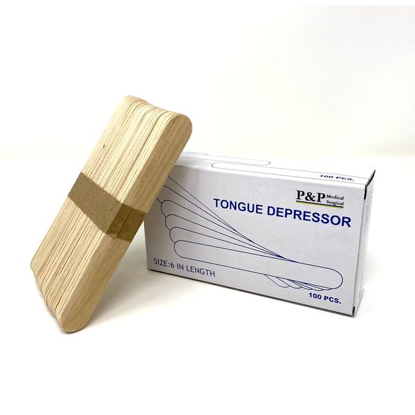 Tongue Depressors Non Sterile Wooden P&P Medical Surgical Box of 100