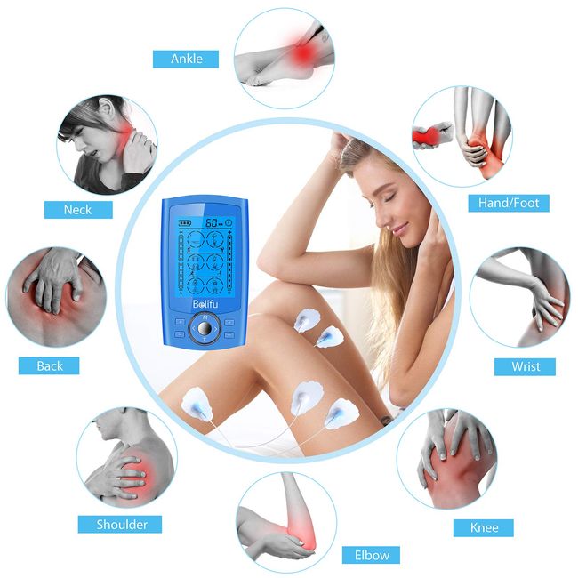 Belifu Dual Channel TENS EMS Unit 24 Modes Muscle Stimulator for Pain  Relief Therapy