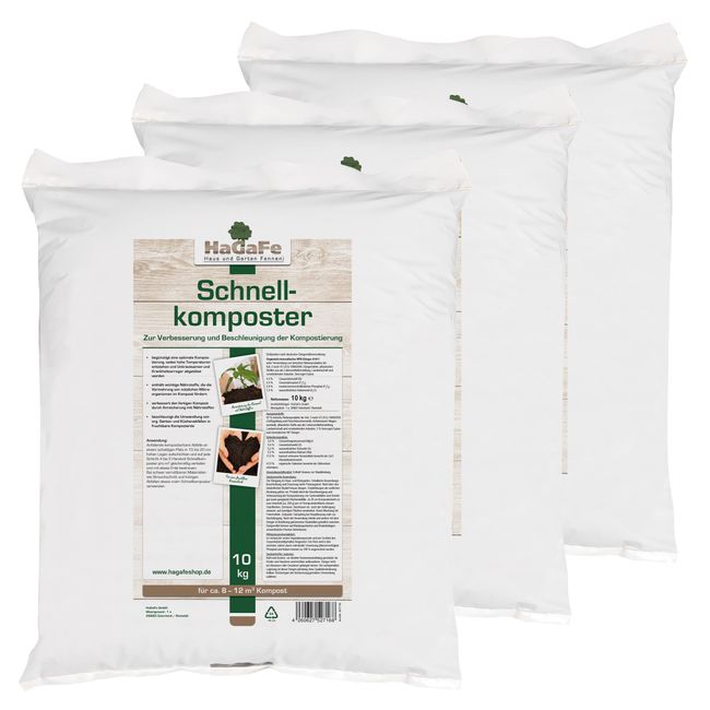 HaGaFe Bio Schnellkomposter Kompostbeschleuniger Komposthilfe Kompost (30 kg (3X 10 kg))