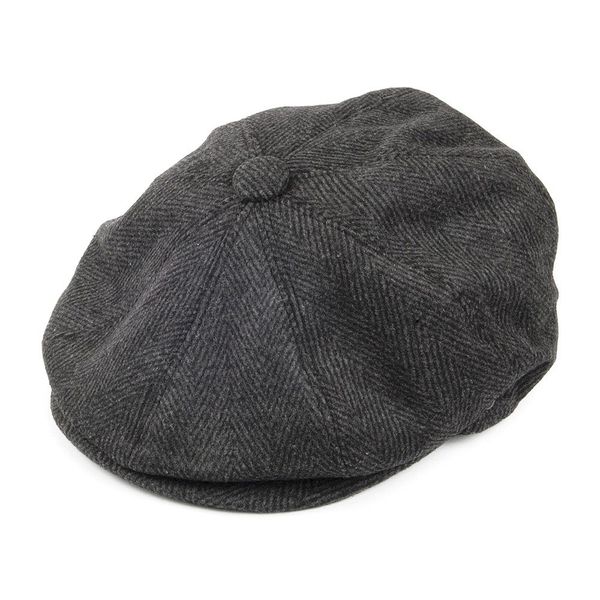 Jaxon & James Herringbone Newsboy Cap - Charcoal L