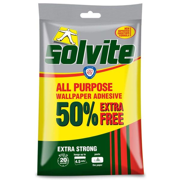 Solvite All Purpose Wallpaper Adhesive 3 Roll + 50% Free