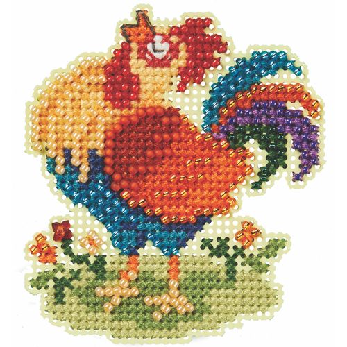 Mill Hill Papa Rooster Beaded Counted Cross Stitch Ornament Kit 2024 Spring Bouquet MH182413