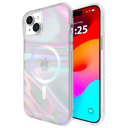 Case-Mate Soap Bubble iPhone 15 Plus Case [12ft Drop Protection] [Compatible with MagSafe] Magnetic Cover for iPhone 15 Plus 6.7" - Iridescent Swirl Effect, Anti-Scratch, Shockproof, Slim- Iridescent