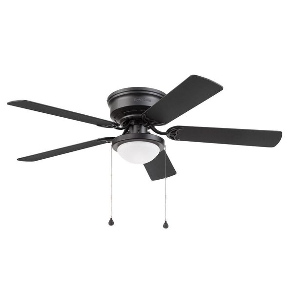 Flush Mount Indoor Ceiling Fan 52-in Matte Black With Light Home Improvement Fan