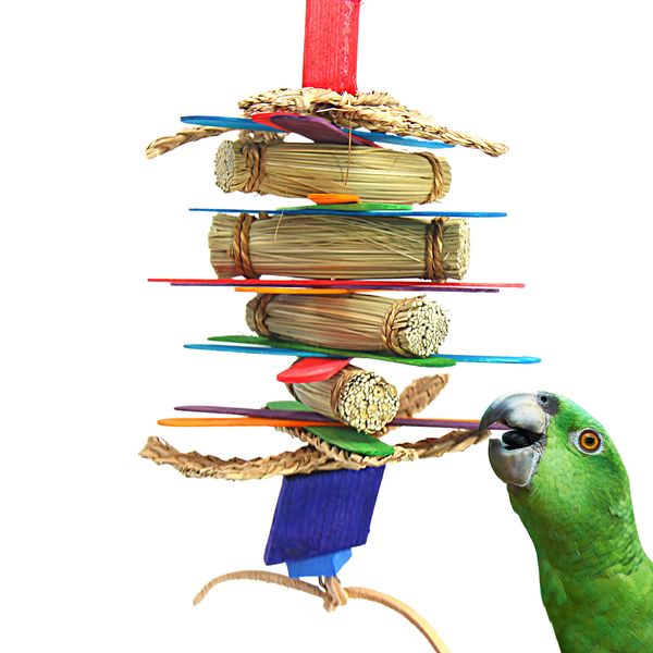 Bonka Bird Toys 1921 Husky Fan Chew Shred Forage Medium Parrot Cage Toy Pet, Conure, Quaker, Caique, and Similar Breed Sizes