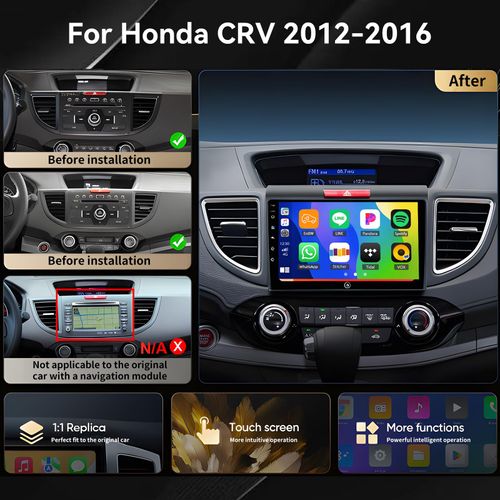 [4+64G] Android 15 Car Stereo for Honda CRV 2012-2016 with Wireless Carplay&Android Auto,9 Inch Car Radio with Mirror Link Bluetooth FM/RDS WiFi GPS EQ DSP SWC+AHD Backup Camera