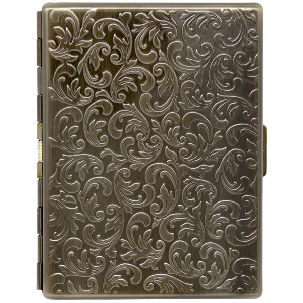 Antique Gold Victorian Compact (9 100s) Etched Metal-Plated Cigarette Case & Stash Box