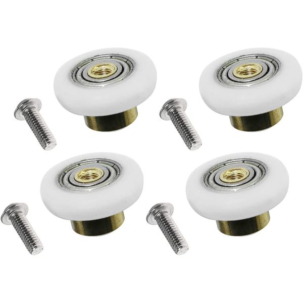 YUANQIAN Set of 4pcs 19mm Shower Door Rollers Runners Wheels Replacement Part Bathroom Glass Door Runner Sliding Shower Door Roller Wheel with M4 Screw (4pcs Diameter 19mm)