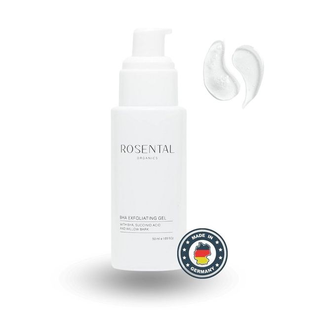 Rosental Organics BHA Exfoliating Gel (50ml) - Gesichtspflege gegen Unreinheiten & Mitesser - Natürliche Formulierung aus Salicylsäure, Silberweidenextrakt und Bernsteinsäure - Made in Germany