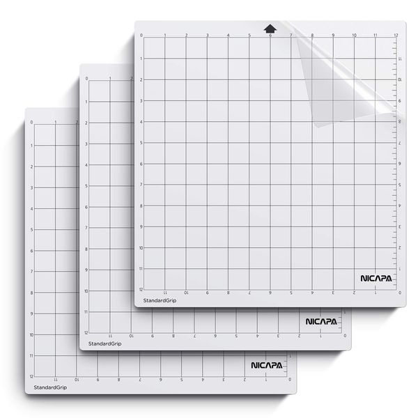 Nicapa StandardGrip Cutting Mat for Silhouette Cameo 4/3/2/1 (12x12 inch,3 Mats) Standard Adhesive Sticky Quilting Cut Replacement Accessories