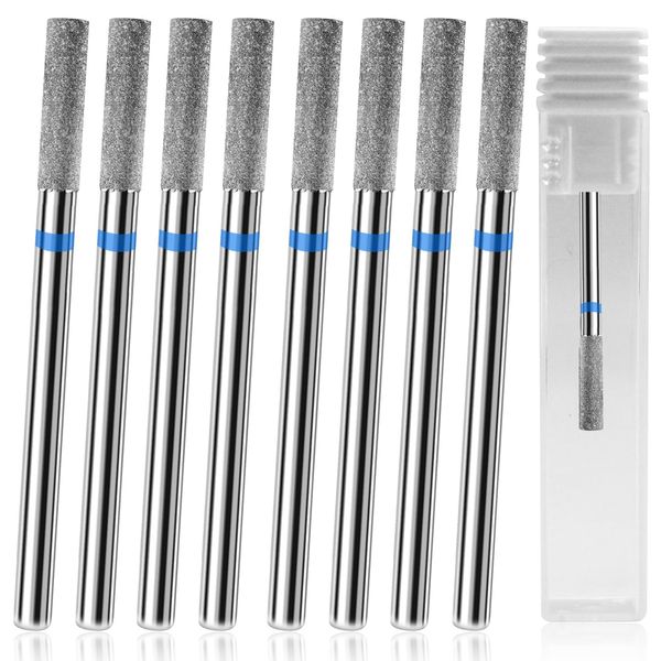 8Pcs Cuticle Clean Drill Bit Set, Diamond Columnar Cuticle Clean Nail Drill Bit Professional Cuticle Clean Nail Drill Bit Sets Remove Cuticle Dead Skin for Home DIY Nail Manicure Salon Supplies