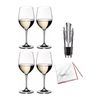 Riedel Vinum Viognier/Chardonnay Glasses (Set of 4) with Wine Pourer and Cloth