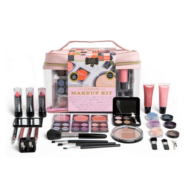 FAO Schwarz Ultimate Makeup Artist Set for Girls, Washable Pretend Play Beauty Kit with Soft Cosmetic Case, Toy Gifts for Ages 6 7 8 9 10