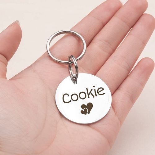 Anavia Pet ID Tags, Personalized Icon Name Dog Tag Cat Tag, Glossy Stainless Steel Color Plated Dog Collar Tag (Small, Round Shape, Gold)