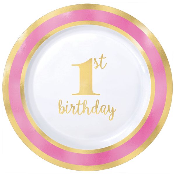 Amscan 430621 PLT Plas 19Cm 1St Bdy Pinkbrdr