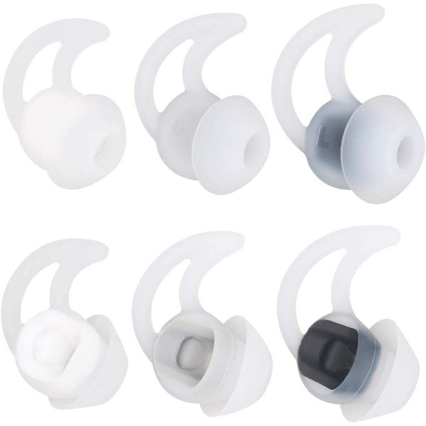 QC30 Replacement Noise Cancelling Double Flange Silicone Earbuds Compatible for Bose QuietControl 30(QC30)/QuietComfort 20(QC20) QC20i/Soundsport Free/SIE2 IE2 IE3 Wireless Headphones (White)