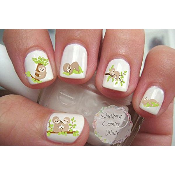 Cute Sleeping Sloth Nail Art Decals