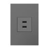 adorne Full-Size, 6A, A/A USB Outlet, Magnesium, ARUSB2AA6M4