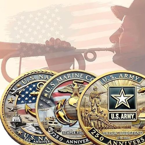 Marine Corps 250th Anniversary Challenge Coin – USMC Military Commemorative Coin – 1.57 Inch Army Navy Veteran Gift – Limited Edition Collectible for Marines & Military Enthusiasts(A)
