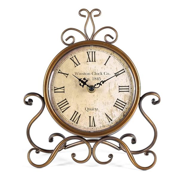 HZDHCLH Roman Table Clocks Silent Non Ticking Roman Retro Art Desk Clock for Living Room Bedroom Office（28 cm Height ）