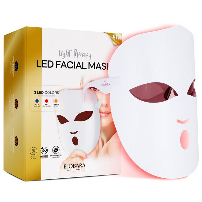 Light Therapy Mask for Acne, Wrinkles, Rosacea, Face - LED Face Mask Light Therapy