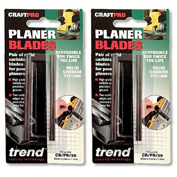 Twin Pack of Trend Planer Blade Set x 2 82mm fits Makita Dewalt Bosch - CR/PB29