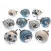 Mango Tree - Mixed Set of 10 x Blue and White Spots and Stripes Ceramic Door Cupboard Knobs