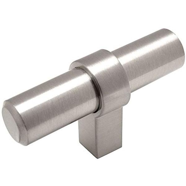 Cosmas 10 Pack 181SN Satin Nickel Contemporary Bar Cabinet Handle Pull T-Knob - 2-3/8" Overall Length