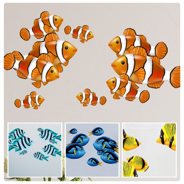 Tropical Fish Stickers [Waterproof] Photographic Quality Decals, Fish Tank Decor Graphics DIY Peel & Stick Perfect for Bathroom, Cars & Other Home Projects. Fish Fans Gift Idea LaoGraphics® (Orange)