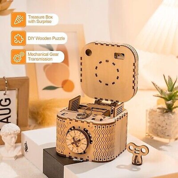 ROKR 3D Wooden Puzzle Storage Box Password Treasure Box Building Toys Xmas Gifts