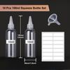 Prebarfun 10-Pack Squeezy Condiment Bottles, 100ml Plastic Squeezy Sauce Bottles with Nozzles