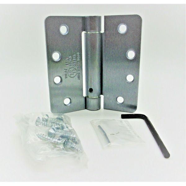 Satin Chrome 1/4" Radius Adjustable Self Closing Spring Hinge (US26D)