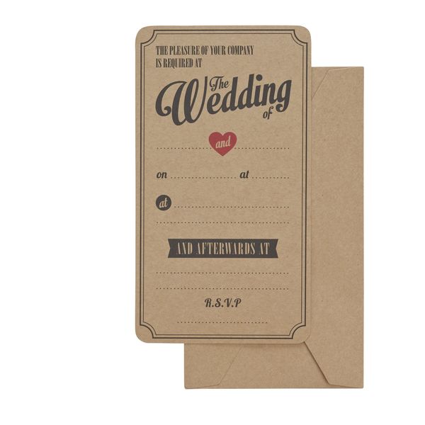 Ginger Ray Kraft Wedding Invitations 10 Pack Vintage Affair,Brown