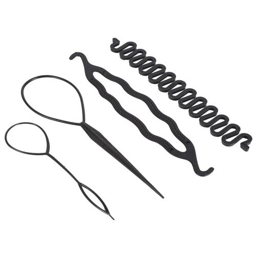 Fashion Hair Design Styling Tools Set, Girls Hairstyle Maker Tool Modelling Kit French Plait Braiding DIY Women Accessories Braid Magic for Ladies Simple Hairdresser Fast Stretch 4Pcs