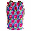 Wine Bag - Modern Bright Pink Flowers On A Blue Background Pattern Patterns