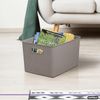 Superio 22L Large Ribbed Storage Bin- Plastic Storage Bin  (2 Pack, Taupe)