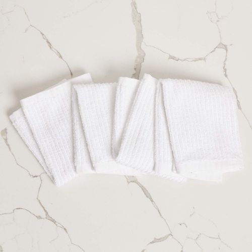 Bar Mop Cleaning Kitchen Dish Cloth Towels,100% Cotton, Machine Washable, Everyday Kitchen Basic Utility Bar Mop Dishcloth Set of 12, 12" x 12" White
