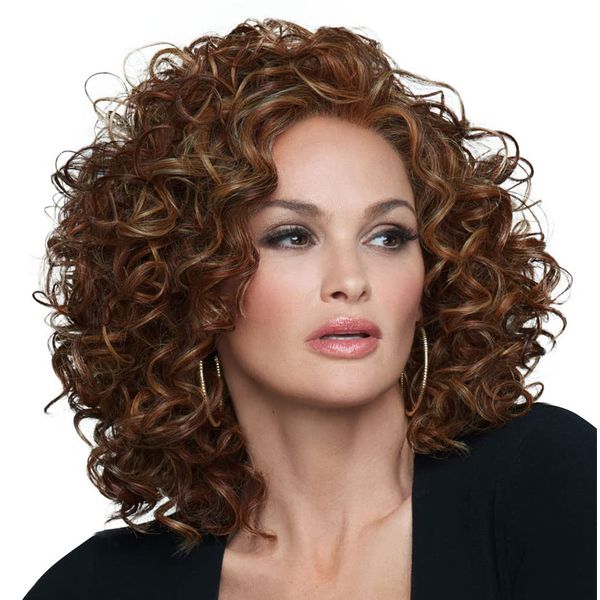 Raquel Welch Click Click Flash Full Curly Chin Length Wig by Hairuwear, Average Size Cap, RL6/8 Dark Chocolate