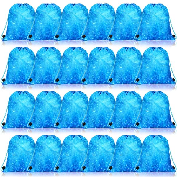 24 Pcs Ocean Waves Themed Party Favor Bags Drawstring Gifts Backpack Sea Blue Goodie Bags Drawstring Bags Reusable Treat Candy Bags for Kids Boys Girls Birthday Party Supplies Summer Pool School