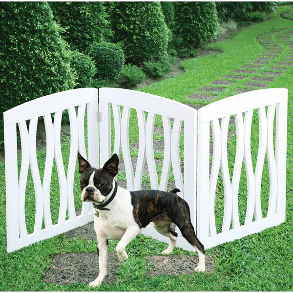 White Waves Wooden Adjustable & Folding Indoor Safety Pet Gate For Small Dog