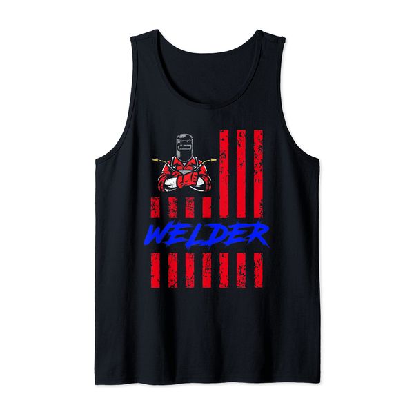 American Flag Patriotic Welder Engineer Welding Engineering Tank Top