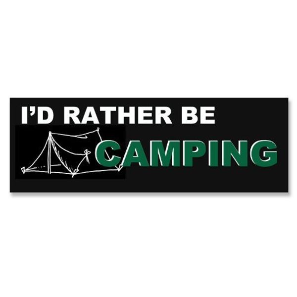 LPF USA I'd Rather be Camping Bumper Sticker (Camp Tent Decal)