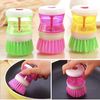 Multi-purpose Dish scrub Brush with Soap Dispenser Button, Scrubber New 3-Pack