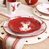 6 Piece Reindeer Festive Stoneware Dinner Set - Dishwasher Microwave Safe
