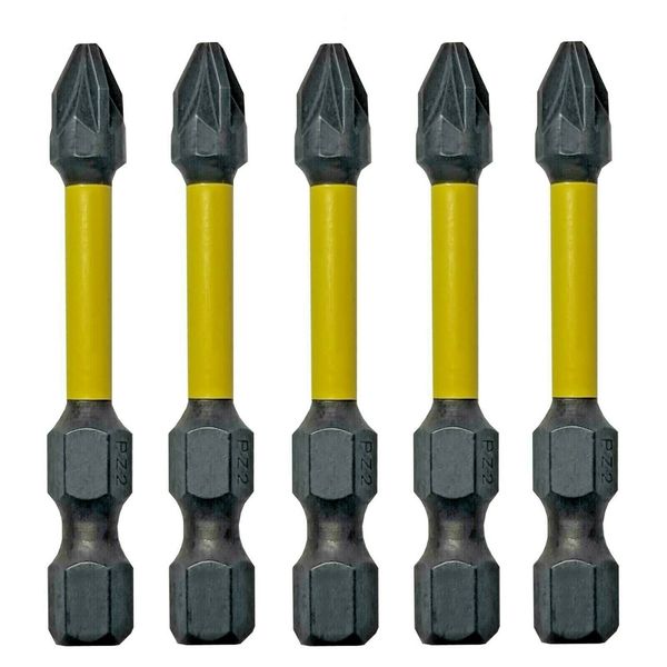 PZ2 Impact Driver Bits – 5 Pack | 50mm Screwdriver Set PZ2 Bits | PZ2 Impact Driver Bits | POZI 2 Impact Driver Bit Set | Pozidriv Screws Impact Bit Set Compatible with Dewalt Milwaukee Makita Bosch