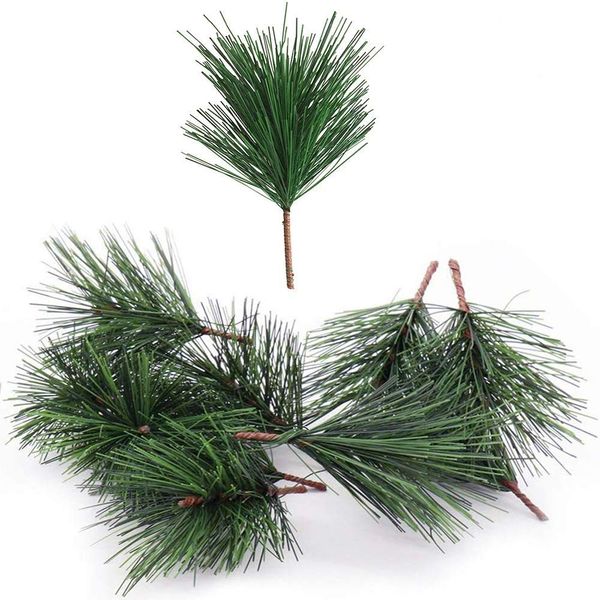 Shxstore-1 Artificial Green Pine Needles Branches Small Twigs Stems Picks for Christmas Flower Arrangements Wreaths and Holiday Decorations, 20 Branch