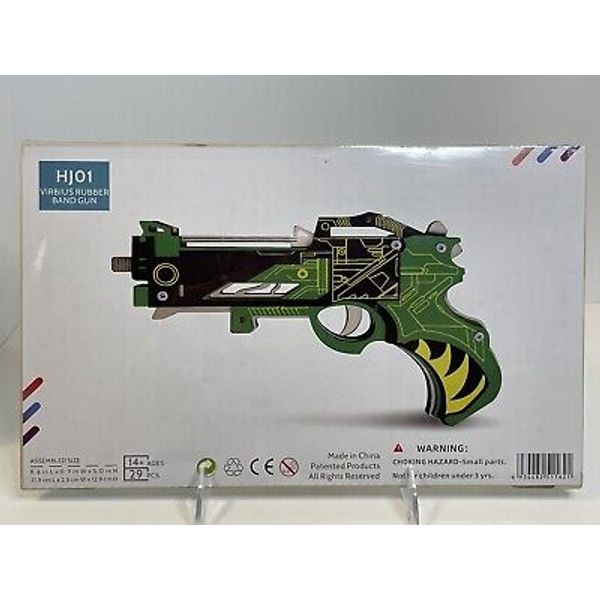 3D Wooden Puzzle Toy Rubber Band Gun DIY Handmade Assembly HJ01 New.