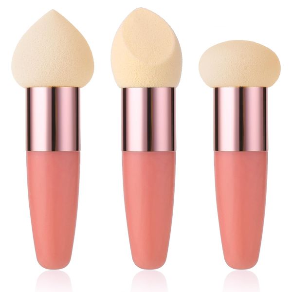 Sibba Make Up Schwamm 3 Stück Foundation Makeup Pinsel Kosmetik Applikator Schwämmchen mit Griff Blending Beauty Blender für Schälen Masken Flüssigkeit Creme Puder Augen-Stäbchen Puff Puderquaste Haut