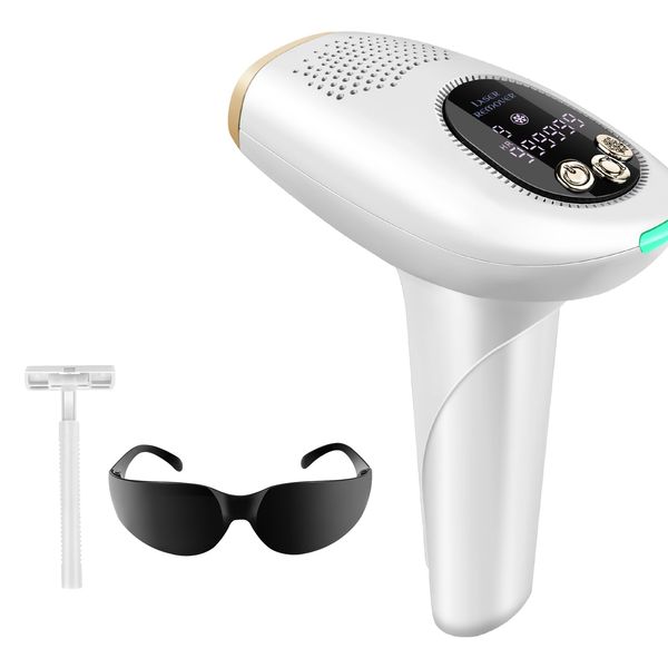 Hair Removal Device,IPL Hair Removal with 600-1200nm Wavelength,3-in-1 Laser Hair Removal Device with 9 Energy Levels (Max 15J),999,900 Flashes,Home IPL Laser Hair Remover for Women Men